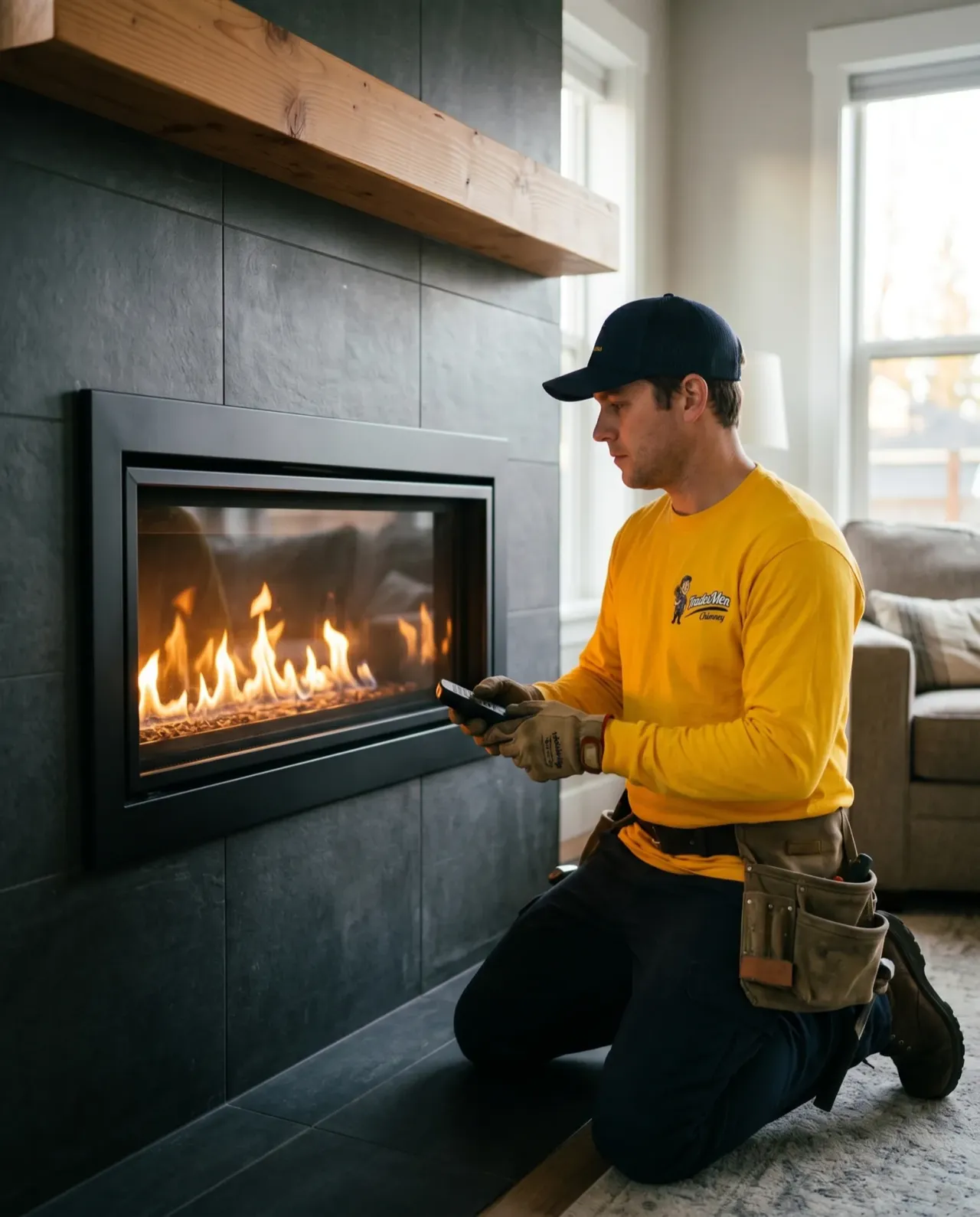 NFI-certified installer commissioning gas fireplace