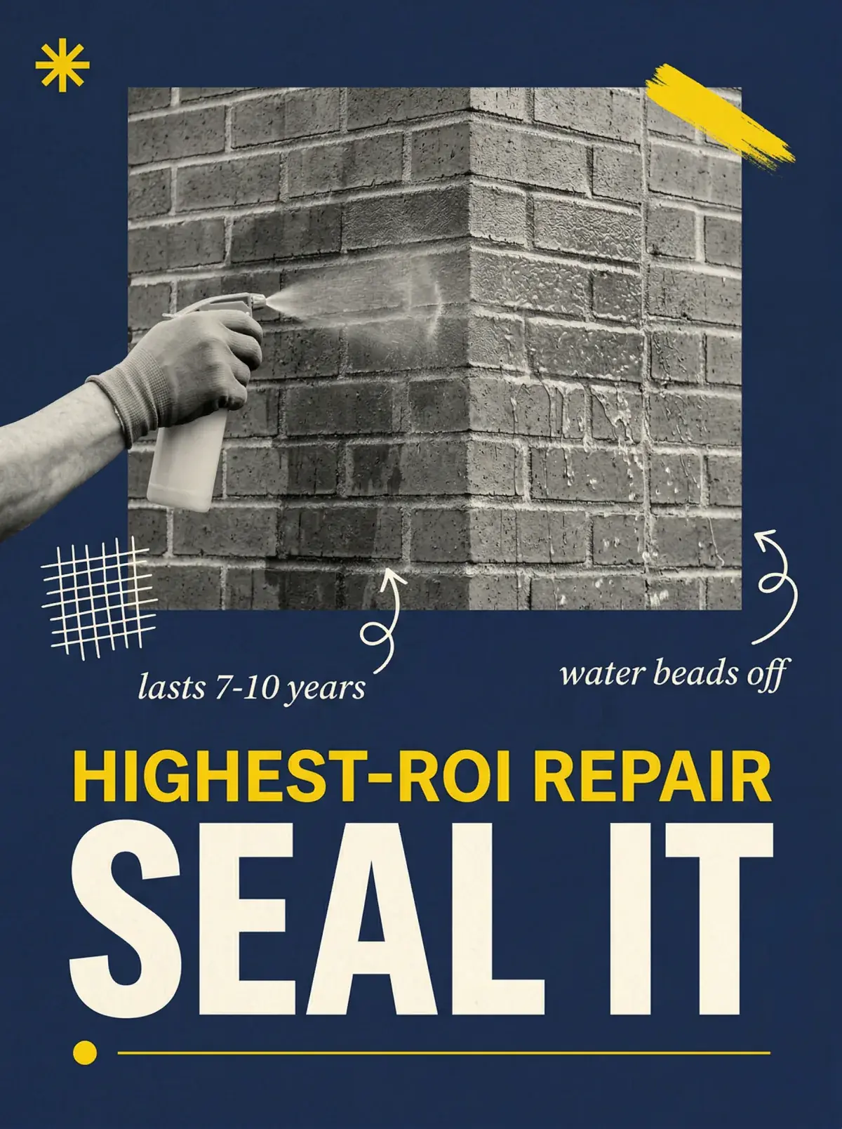 Siloxane waterproofing being sprayed onto a brick chimney